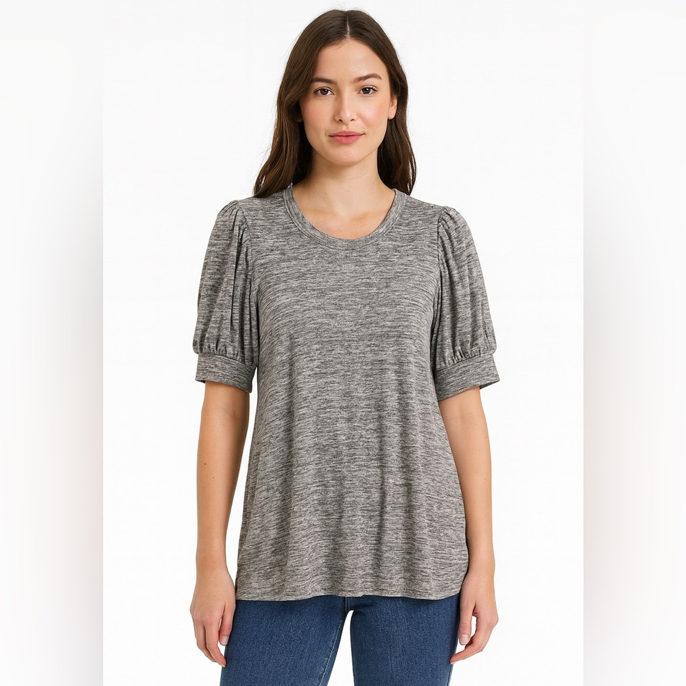 Daily Ritual Super Soft Terry Gray Puff Sleeve Shirt size large